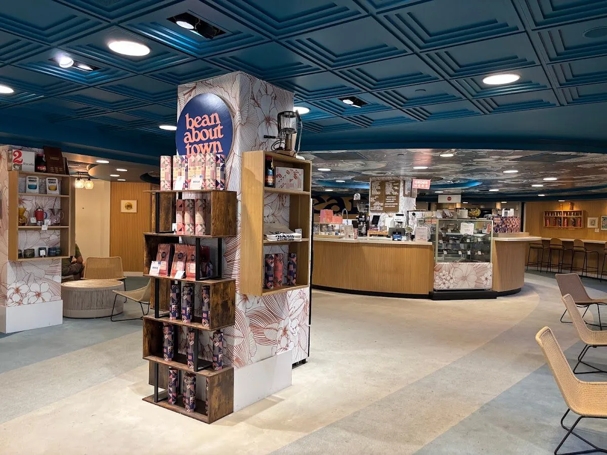 Bean About Town's signed counter and seating in its Waikiki food-hall setting